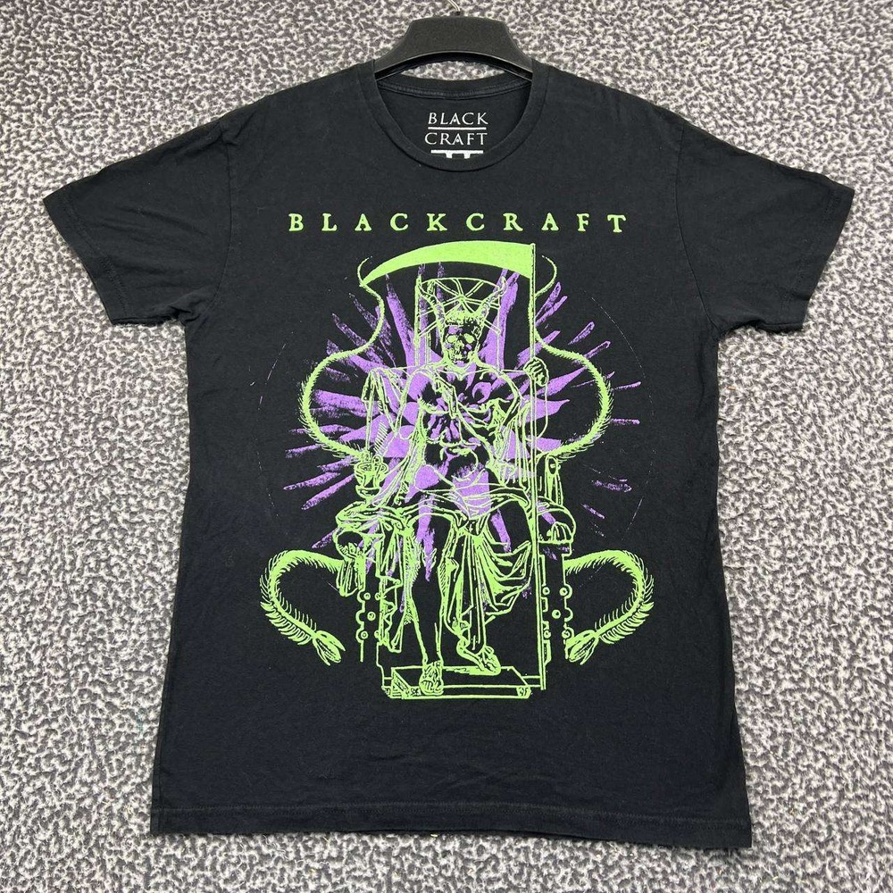 Black Craft Graphic Shirt Men Medium Black Reaper Scythe Short Sleeve M